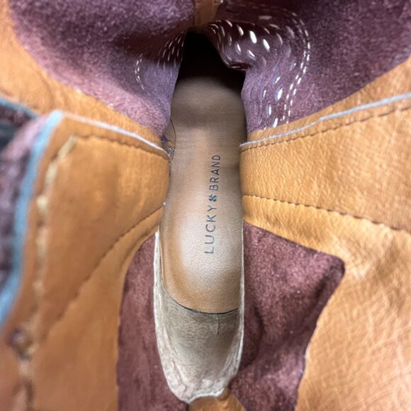 Lucky Brand Women’s Burgundy Suede Block Heel Ramses Ankle Boots Size 8.5M - Picture 7 of 10